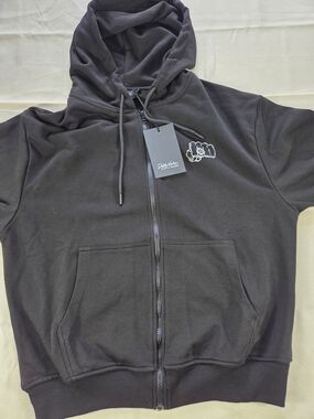Dolly Noire Milano Ring Zip Hoodie Black Fist Graphic Full Zip Size S